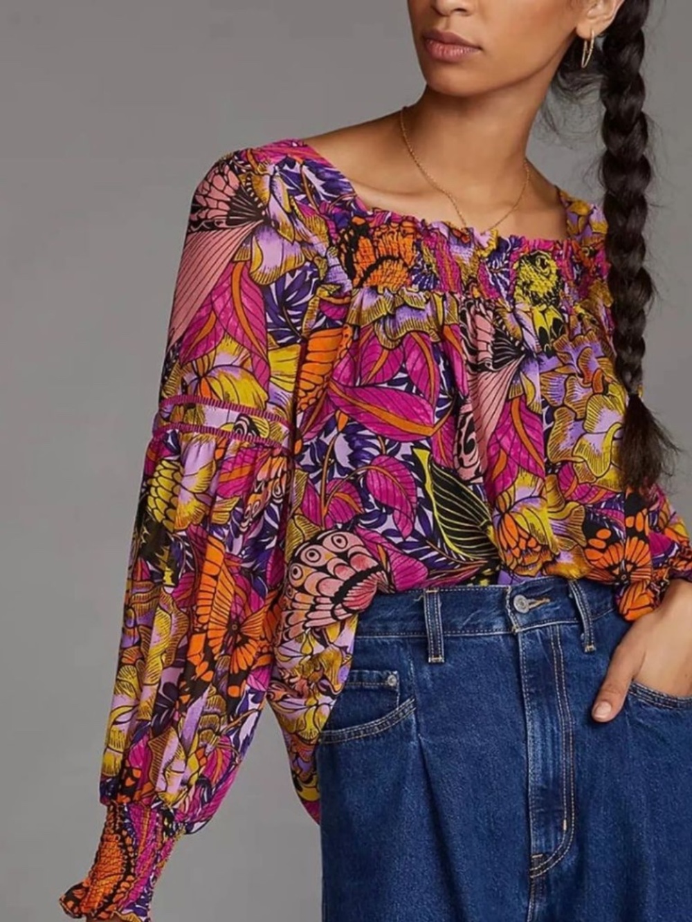 Anthropologie x Alexandra Farmer Butterfly Blouse Size Small